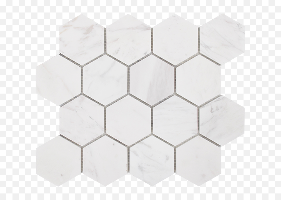 Volakas Honed Hexagon Mosaic 250x289x10mm Edgetilestone - Tile Png,White Hexagon Png