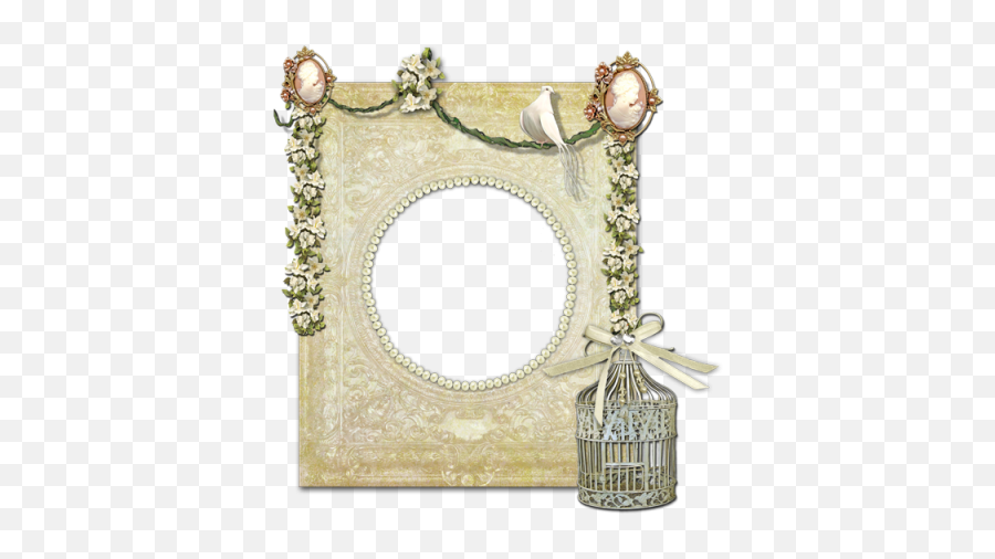 Golden Frame With Bird And Cage Clipart Png - Photo 891 Dress,Cage Transparent