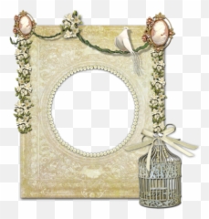 Golden Frame With Bird And Cage Clipart Png - Photo 891 Dress,Cage Transparent