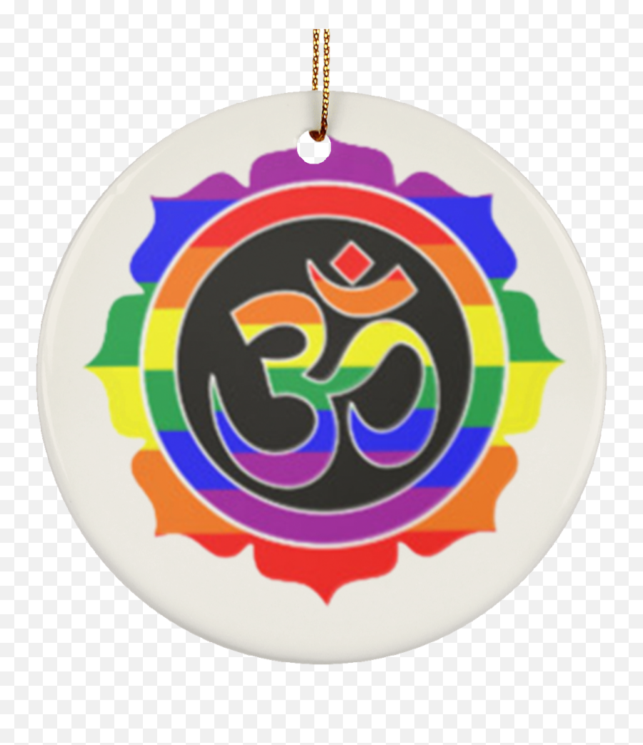 Download Rainbow Om Symbol Ceramic Circle Ornament - Decorative Png,Om Icon