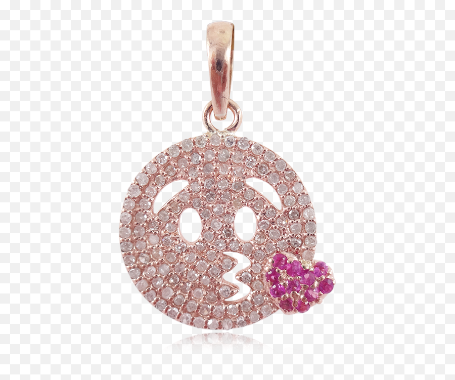 Solid 14k Rose Gold Natural Pave Diamond Designer Kissing - Solid Png,Emoji Icon Bracelets
