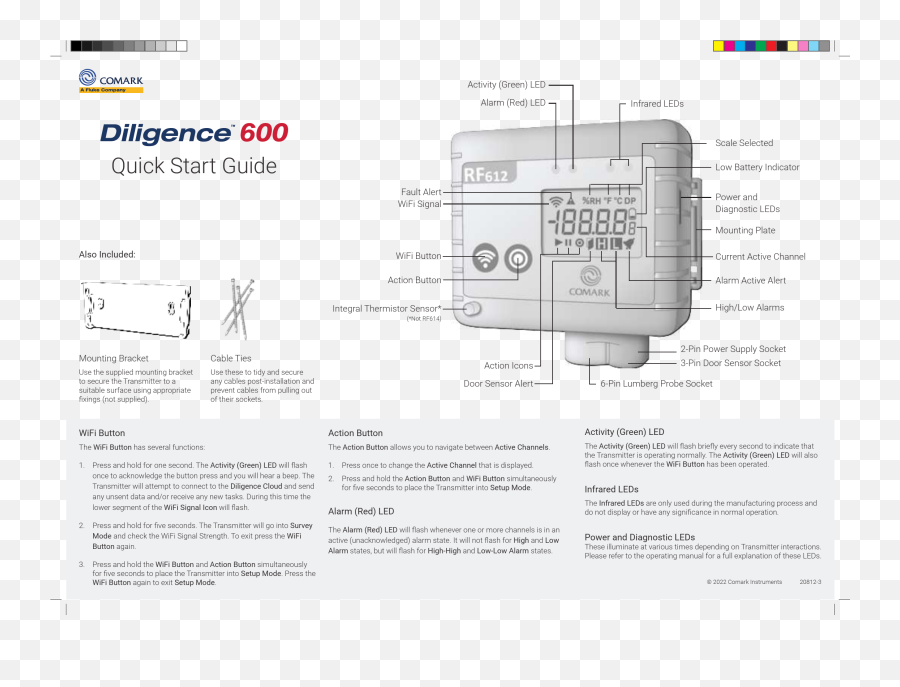 Comark Diligence 600 Rf612 Wifi Temperature Transmitter User - Vertical Png,Signal Strength Icon