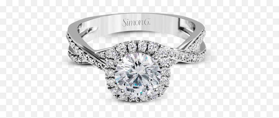 Simon G Modern Classic Engagement Ring - Round Diamond With Halo And Side Stones Png,Diamond Ring Png