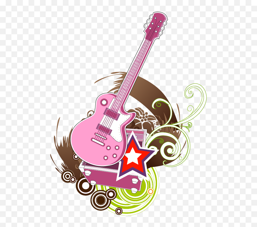 Download Pink Star Electric Pattern Abstract Illustration - Star Pink Guitar Png,Electric Guitar Png