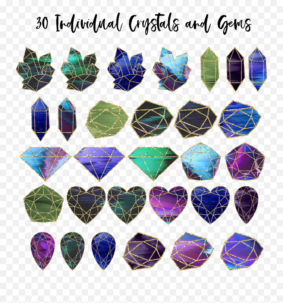 Download Mystical Crystal Gems Clipart Pack - Crystal Full Gemstone Png,Crystals Png