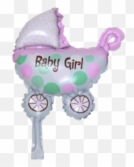 12 Inch Baby Girl Pink Stroller Balloon - Baby Girl Png,Stroller Png