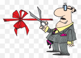 Starting A Business Clip Art Png Image - Cutting Red Ribon Cartoon