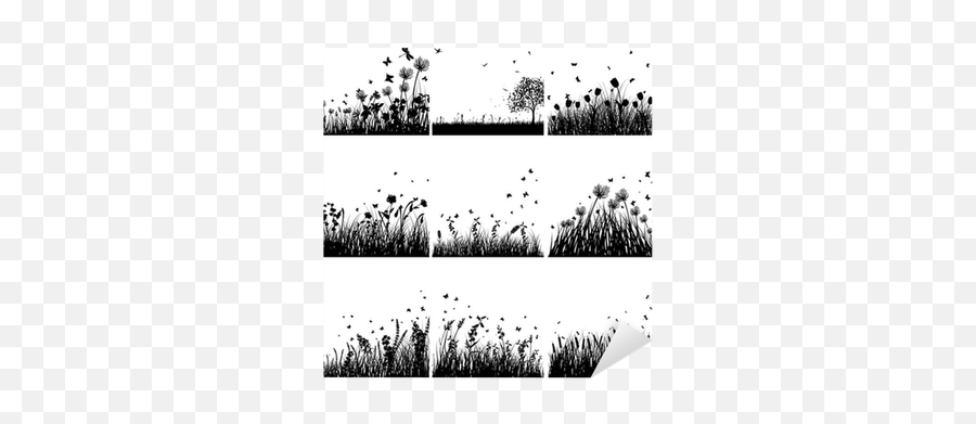 Grass Silhouette Set Sticker U2022 Pixers - We Live To Change Hearts With Grass Silhouette Black Png,Grass Silhouette Transparent