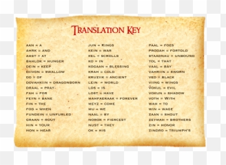Skyrim Dragon Language Dictionary Full Size Png Download - Translator Skyrim Dragon Language,Dovahkiin Png