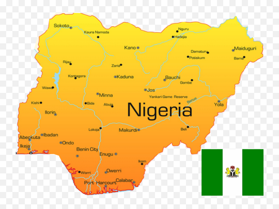 Download Hd Nigeria 1 City - Map Of Nigeria Only Png,Nigerian Flag Png
