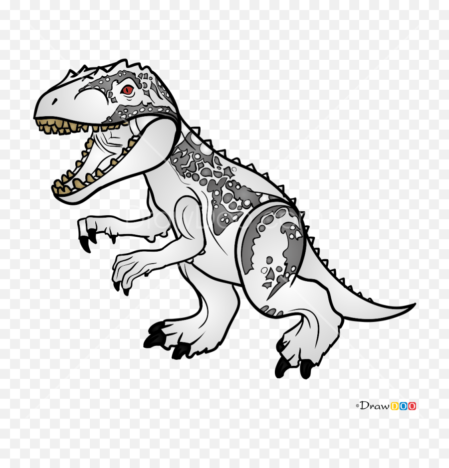 How To Draw Indominus Rex Lego Jurassic World - Drawing Lego Jurassic World Drawing Indominus Rex Png,Jurassic Park Logo Black And White