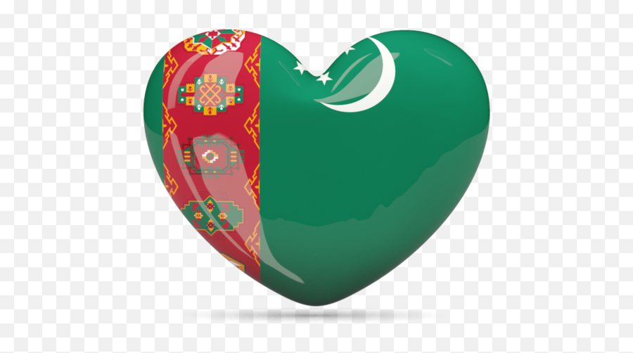 Heart Icon Illustration Of Flag Turkmenistan - Turkmenistan Flag Heart Png,Green Love Icon