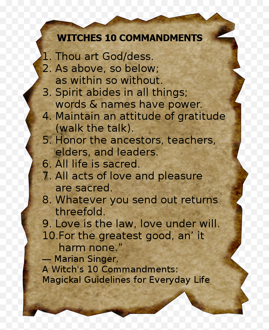 The 10 Commandments Moonsmirror - Witches Commandments Png,Ten Commandments Png