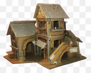Box House Paper Plan Village Cardboard - Cardboard Box House Png,Cardboard Png