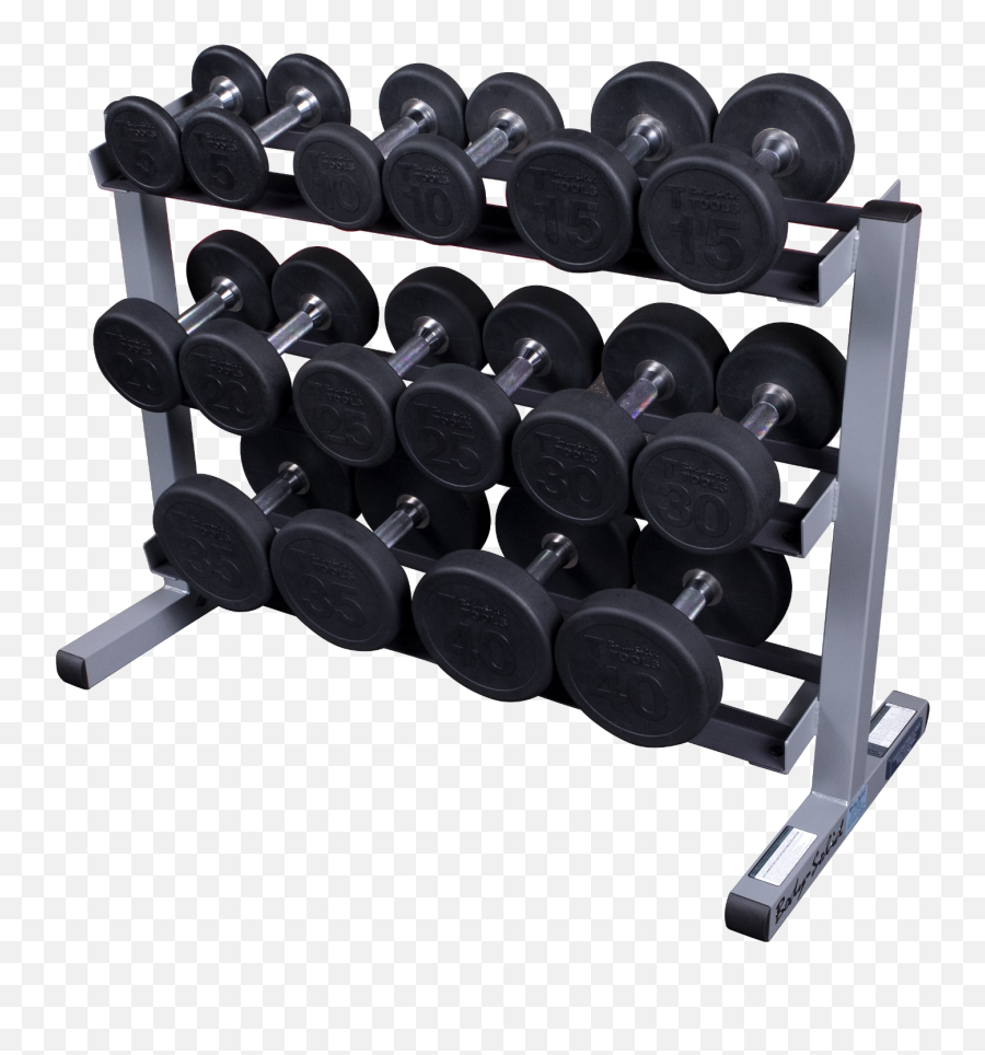 Body Solid Round Rubber Dumbbells Png - Body Solid Dumbbell Rack,Dumbbells Png