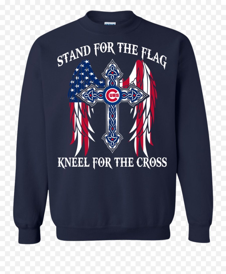 Chicago Cubs - Stand For The Flag Kneel For The Cross Shirt Sweatshirt Video Game Ugly Christmas Sweater Png,Chicago Flag Png