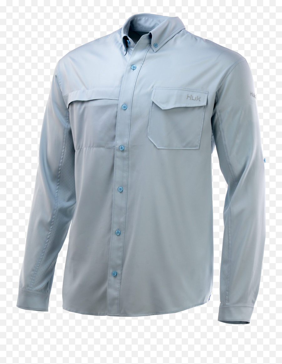 Huk Tide Point Solid Long Sleeve - Long Sleeve Button Down Shirts Png,Icon Variant Etched Blue