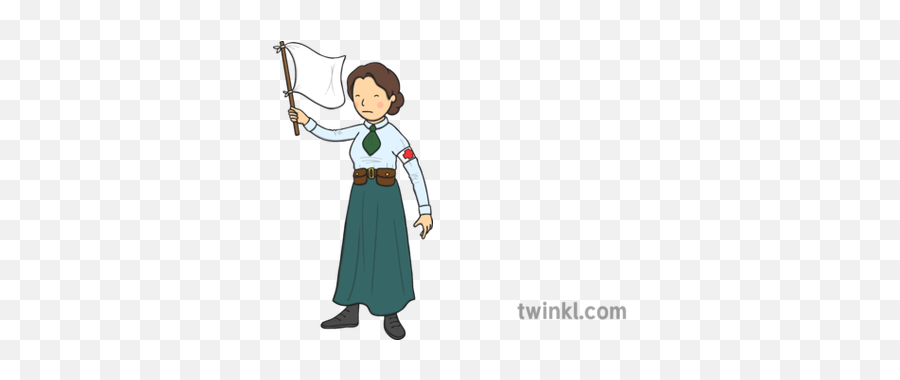 Elizabeth Ofarrell Carrying White Flag Illustration - Twinkl Cartoon Png,White Flag Png