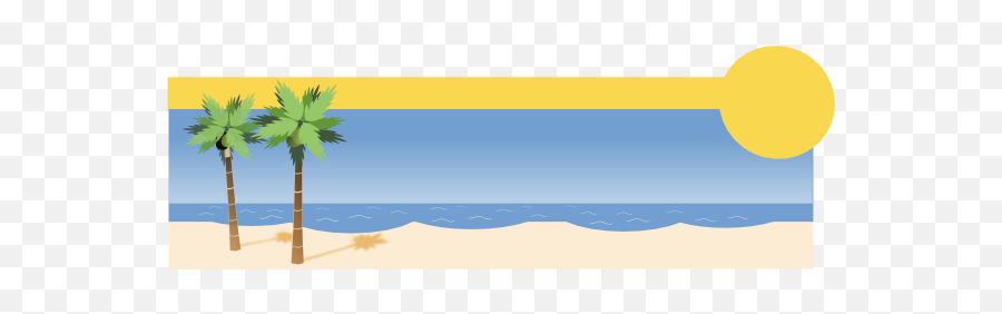 Sunny Tropical Beach Clip Art - Vector Clip Art Palm Tree Clip Art Png,Beach Clipart Png