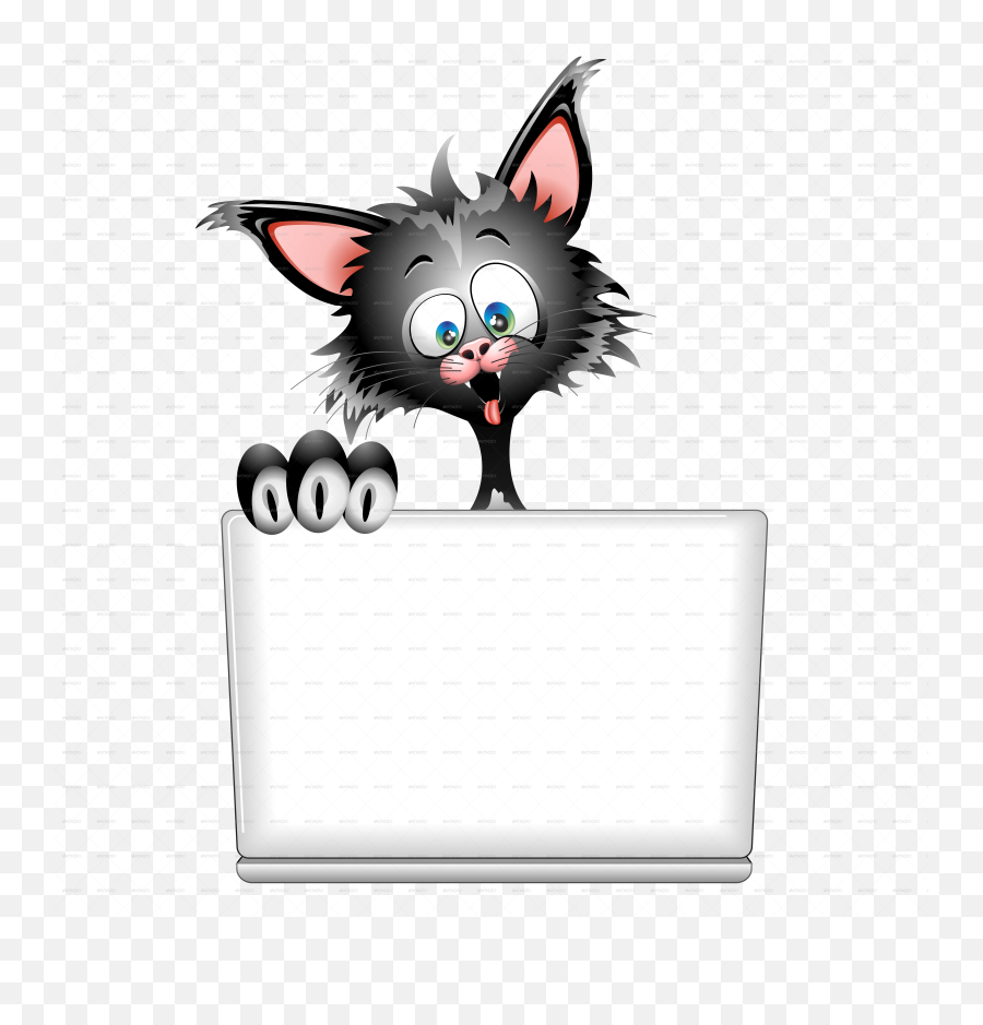 Download A Cat Cartoon With Computer Png 5000 - Crazy Cat Cat At A Computer Cartoon,Cartoon Computer Png