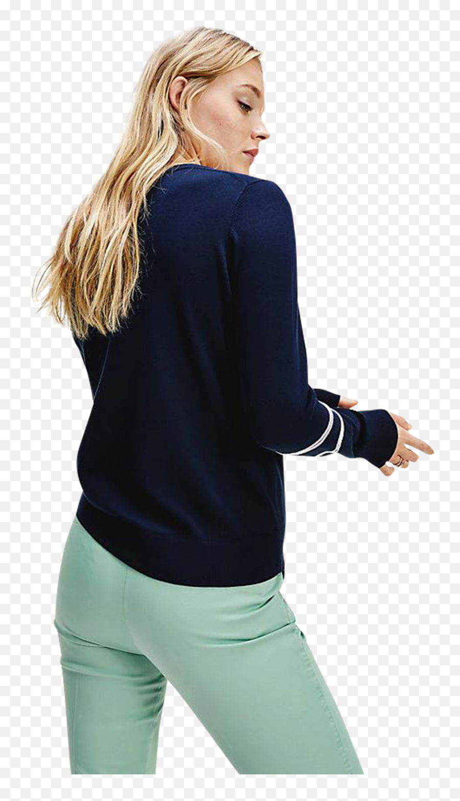 Tommy Hilfiger Benji Stripe Logo Sweater Womenu0027s Long - Girl Png,Stripe Logo Png
