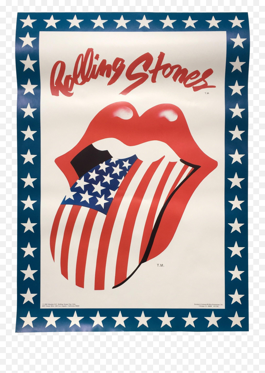 1980s Rolling Stones American Flag Tongue Original Poster - Rolling Stones Posters Vintage Png,American Flag Png