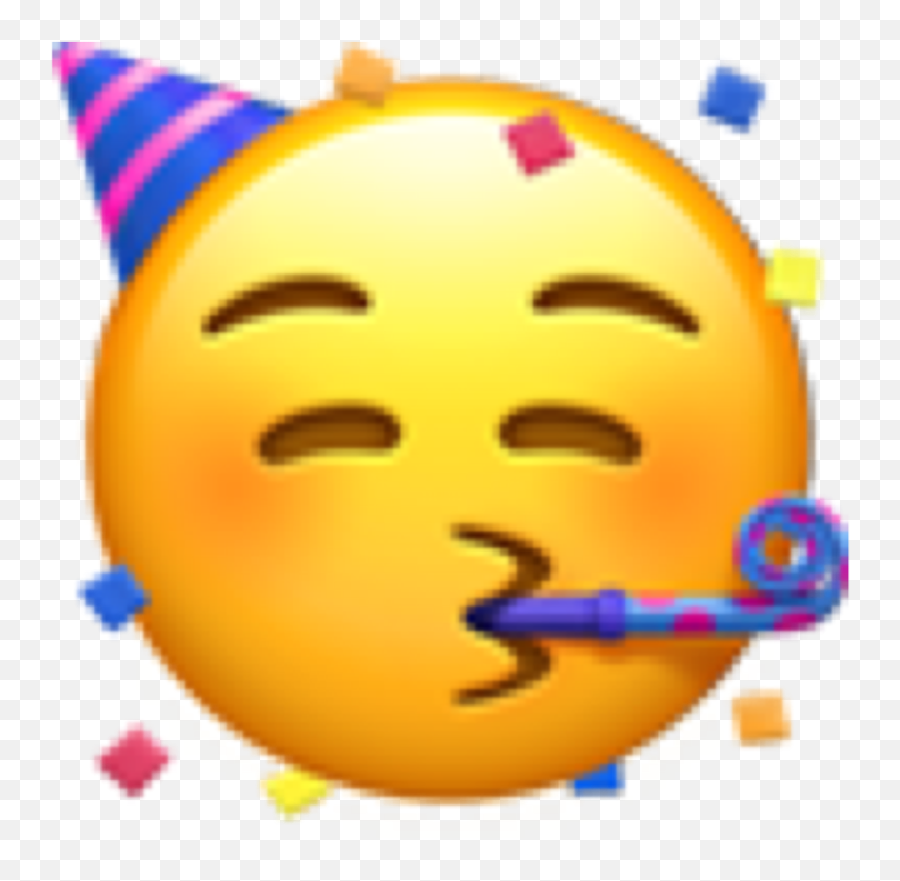 Horn And Party Hat Emoji Face - Party Emoji Png,Apple Emoji Png