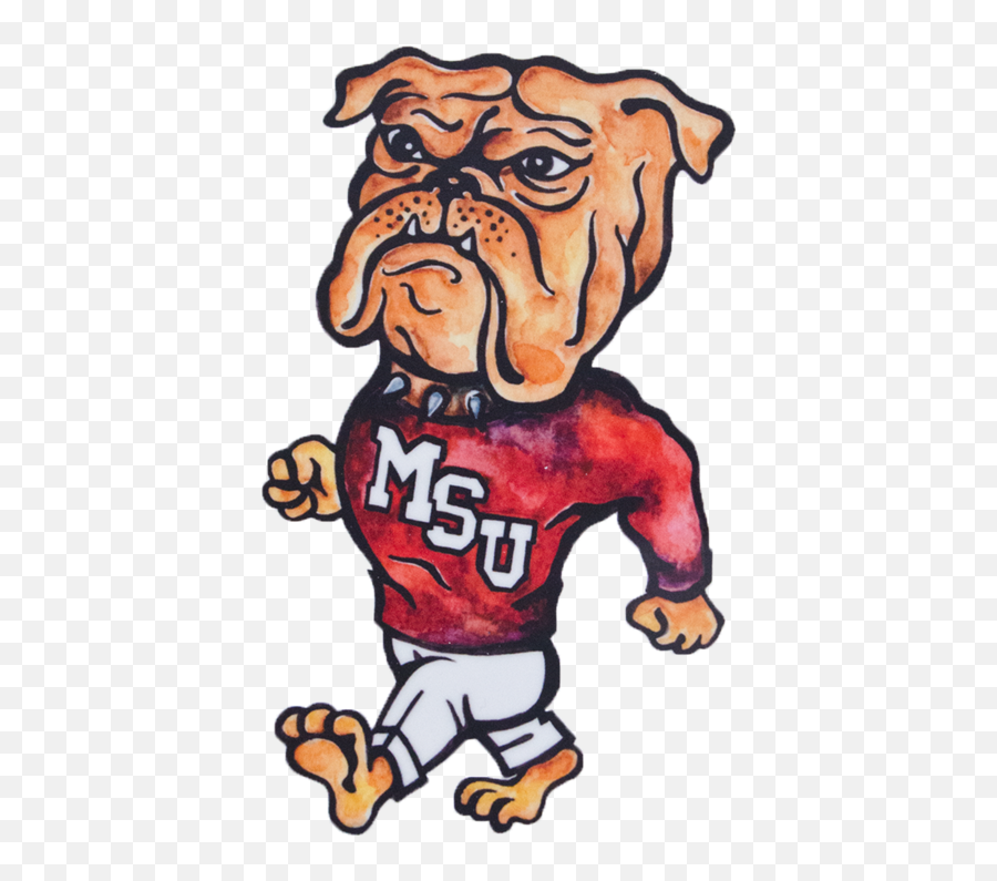 Watercolor Walking Bully Decal - Mississippi State Bulldog Clipart Png,Mississippi State Logo Png