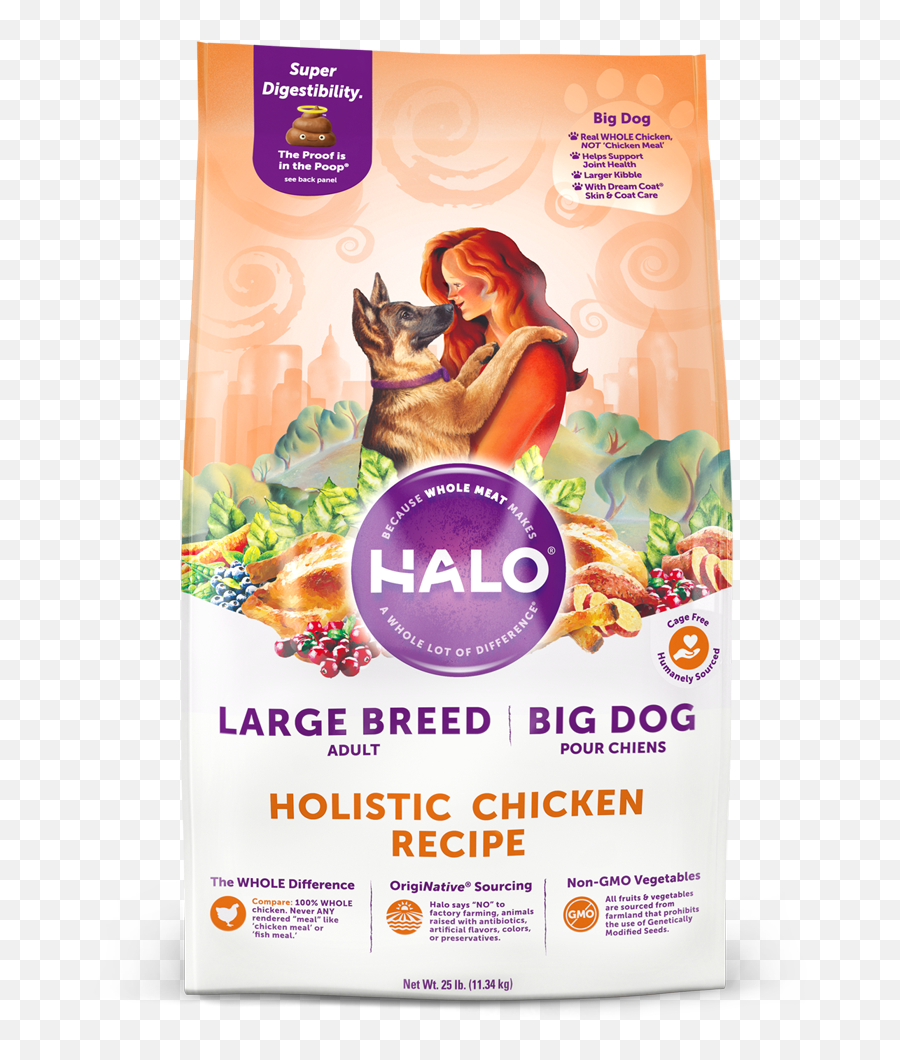 Halo Big Dog Holistic Chicken Recipe For Large Breed Dogs - Halo Dog Food Png,Dog Food Png