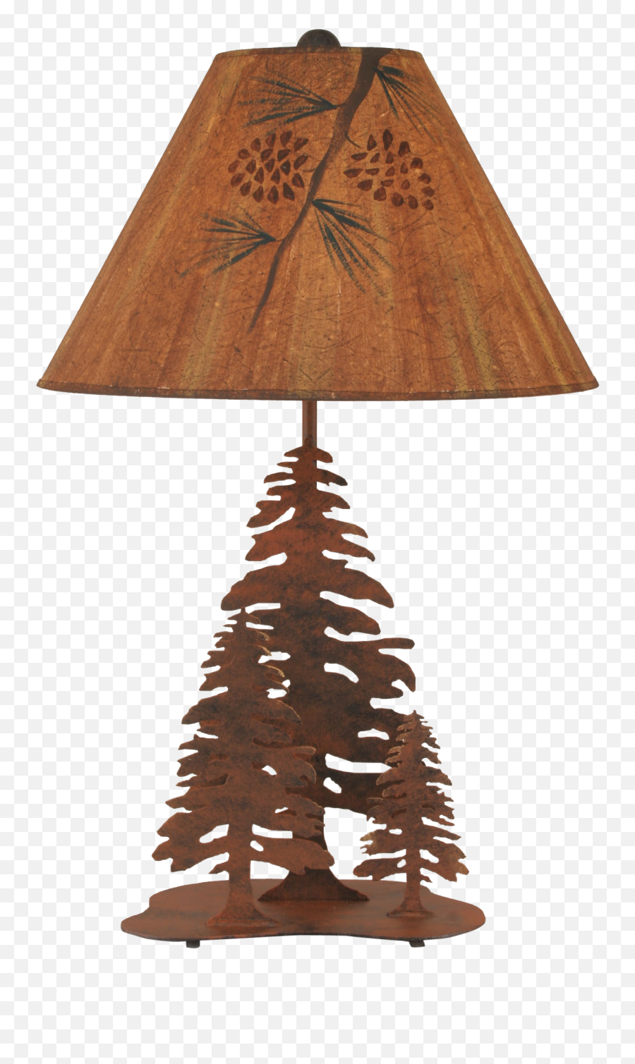 3 Tree Table Lamp With Pine Branch Shade - Cabin Lamp Shades Design Png,Pine Branch Png