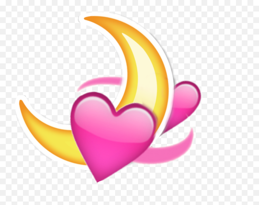 Moon Emoji Png - Moon And Hearts Clipart Transparent Png Heart And Moon Emoji,Hearts Emoji Png