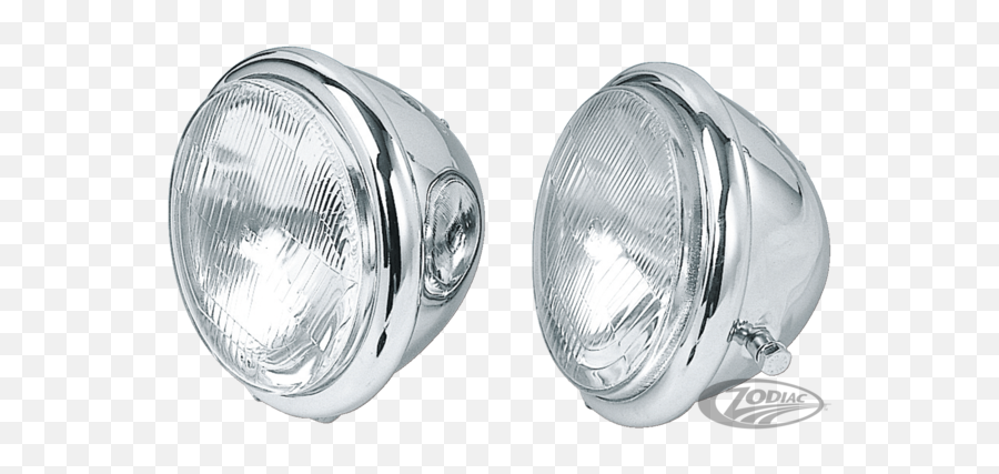 5 12 Chrome Bates Style Headlights - Zodiac Headlamp Png,Headlights Png