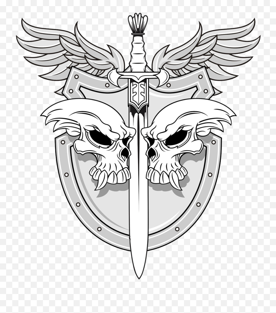 Download Shield Skull Sword Illustration Vector Human - Drawings Of Swords And Shields Png,Sword And Shield Transparent