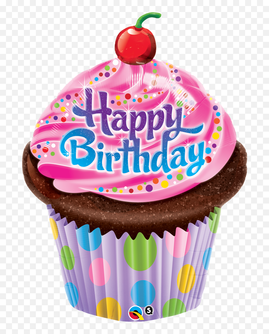 Happy Birthday Frosted Cupcake Balloons - Transparent Happy Birthday Cupcake Png,Birthday Cupcake Png