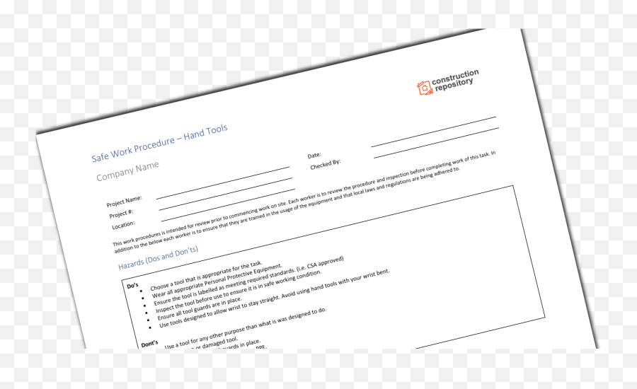 Safe Work Procedure - Hand Tools Construction Png,Construction Tools Png