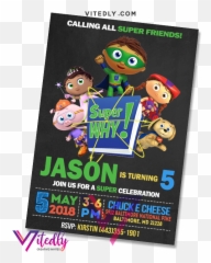 Super Why Birthday Invitation With Free - png