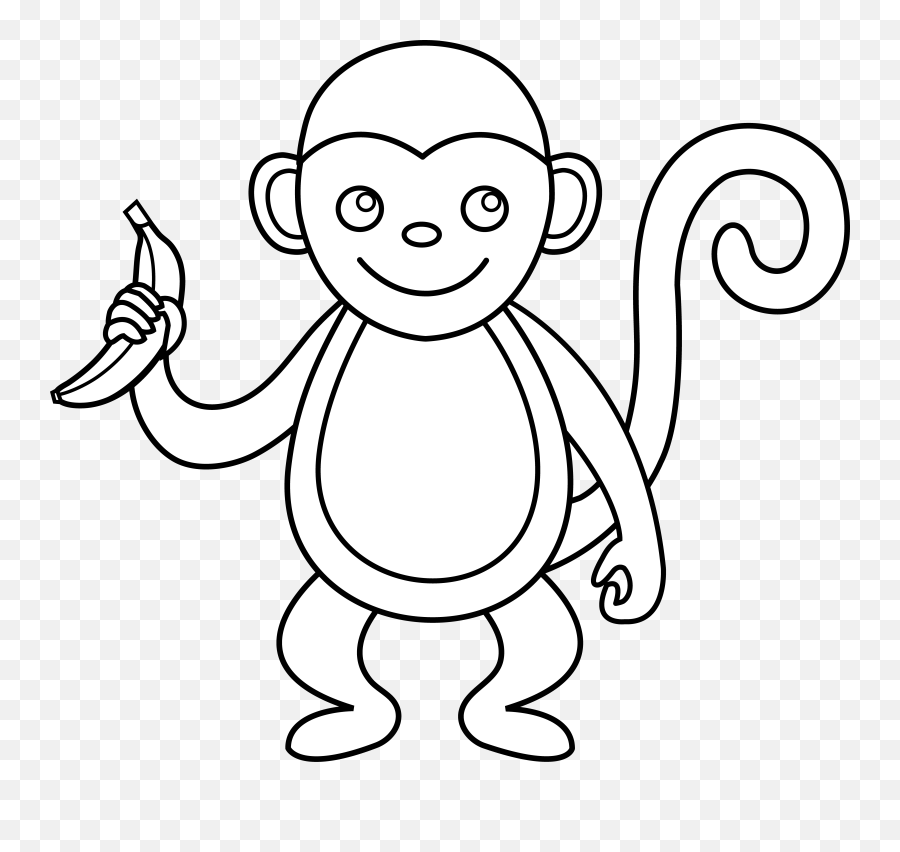 Transparent Background Black And White Monkey Clipart - Outline Of A Monkey Png,Monkey Transparent Background