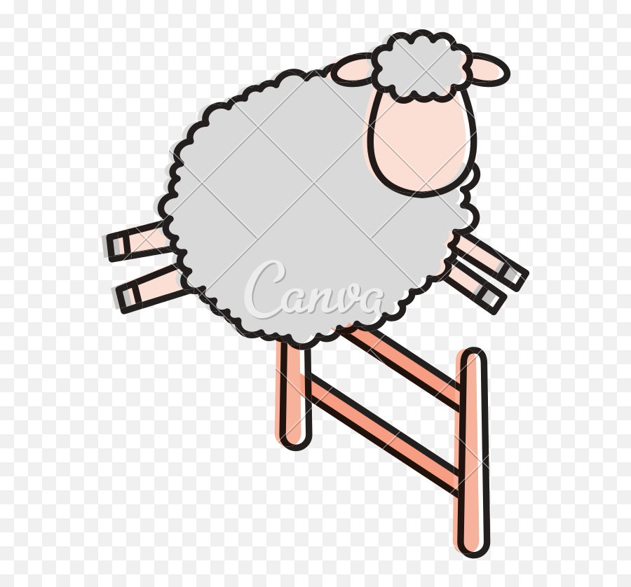 Cute Sheep Jumping Fence Character Icon - Cow Jumping Fence Draw Sheep Jump Over The Fence Png,Sheep Icon Png