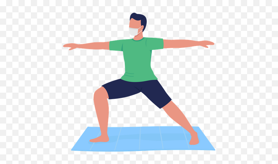 Best Premium Man In Mask Practicing Yoga Illustration - Yoga Class Images Png,Jumping Jack Icon