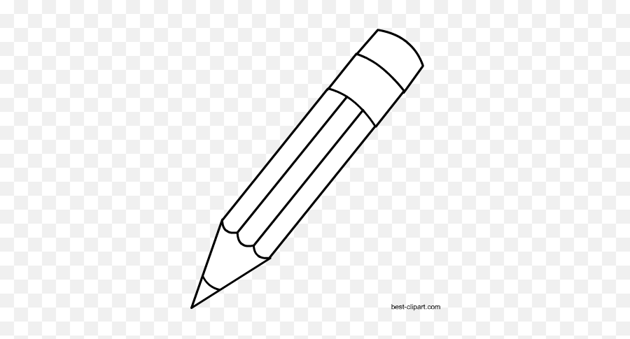 Black And White Pencil With Eraser Clip Art - Clip Art Pencil Clipart Png,Short Pencil Icon Black And White