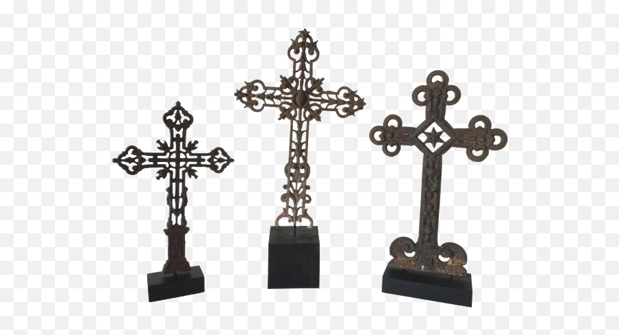 Mid 19th Century Vintage Cast Iron Cross Finials - 3 Pieces Cross Png,Iron Cross Png