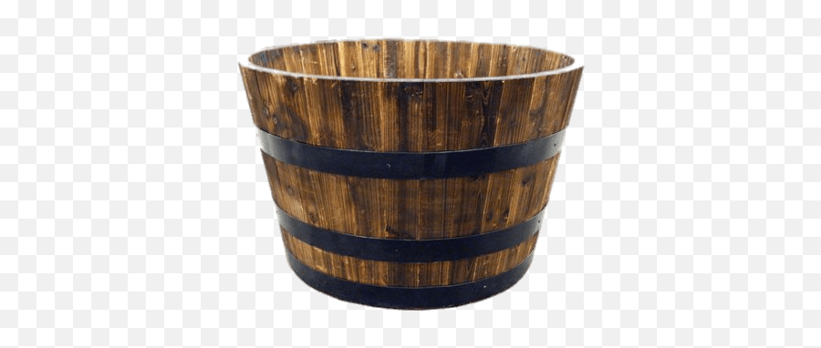 Half Whiskey Barrel Transparent Png - Stickpng Real Wood Barrel Planter,Barrel Png