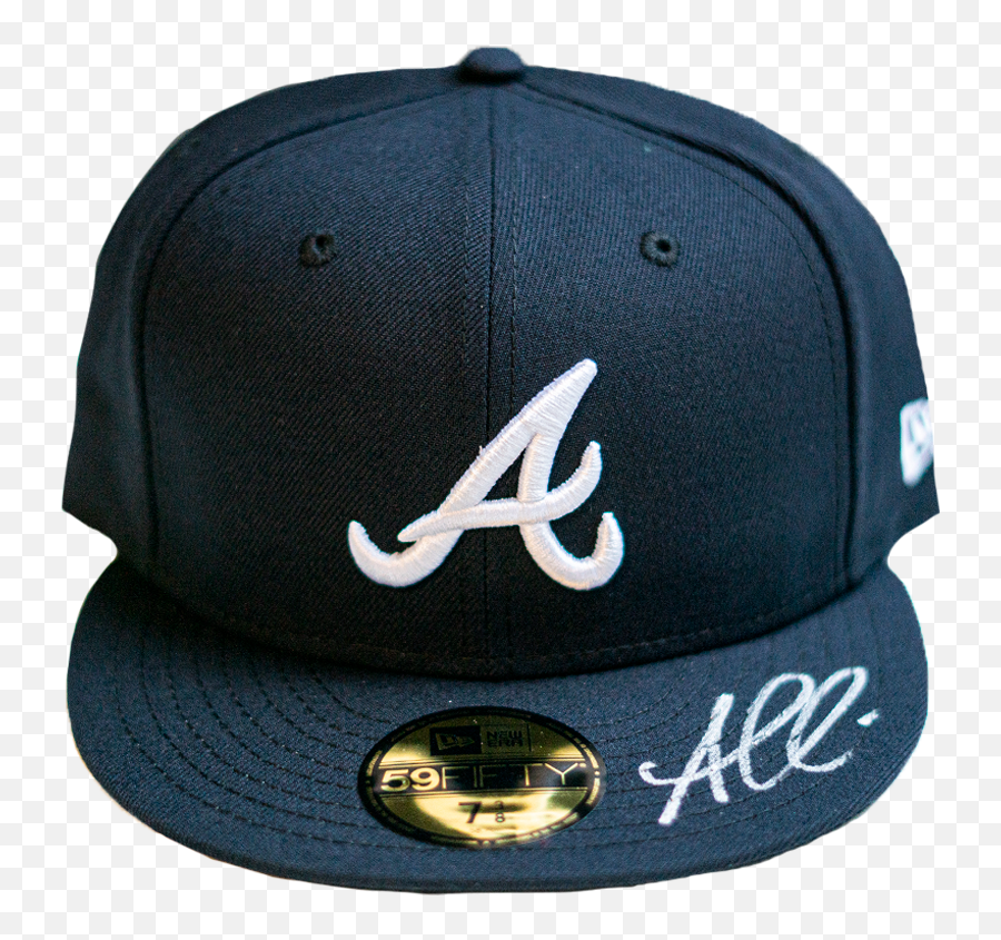 Ozzie Albies Autographed Navy U0026 White Braves Hat - New Era Png,Braves Logo Png