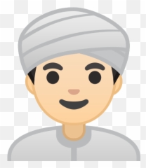 U200d Man Wearing Turban Light Skin Tone Emoji - Emoji Person Raising Hand Png,Turban Png
