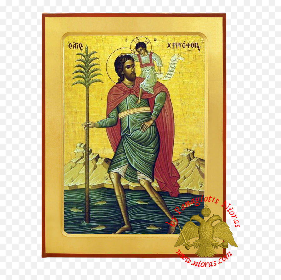 Russian Orthodox Style Silver Printed Wooden Icons Of - St Christopher Png,Icon Of St Michael The Archangel