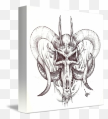 Goat Skull By Daniel Bollans - Gambar Tato Kepala Kambing png
