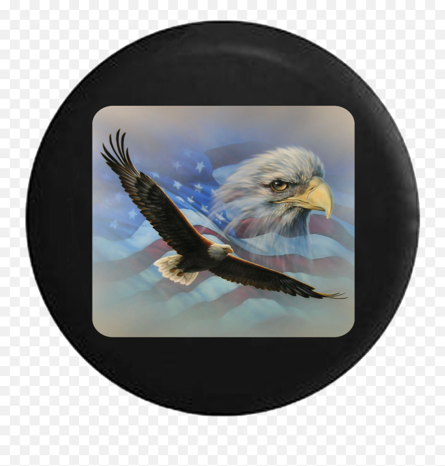Spare Tire Cover American Bald Eagle Head Patriotic Fits - Soaring Eagle And Flag Png,Bald Eagle Head Png