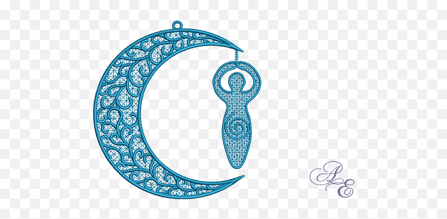 Art Of Embroidery - Crescent Moon Spiral Goddess Free Decorative Png,Crescent Moon Transparent