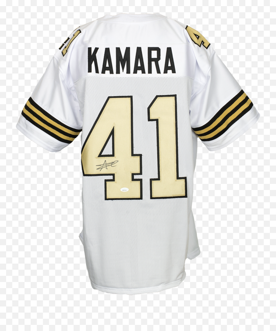 Alvin Kamara Signed Custom White And Gold Pro - Style Jersey Jsa Itp Short Sleeve Png,Alvin Kamara Png