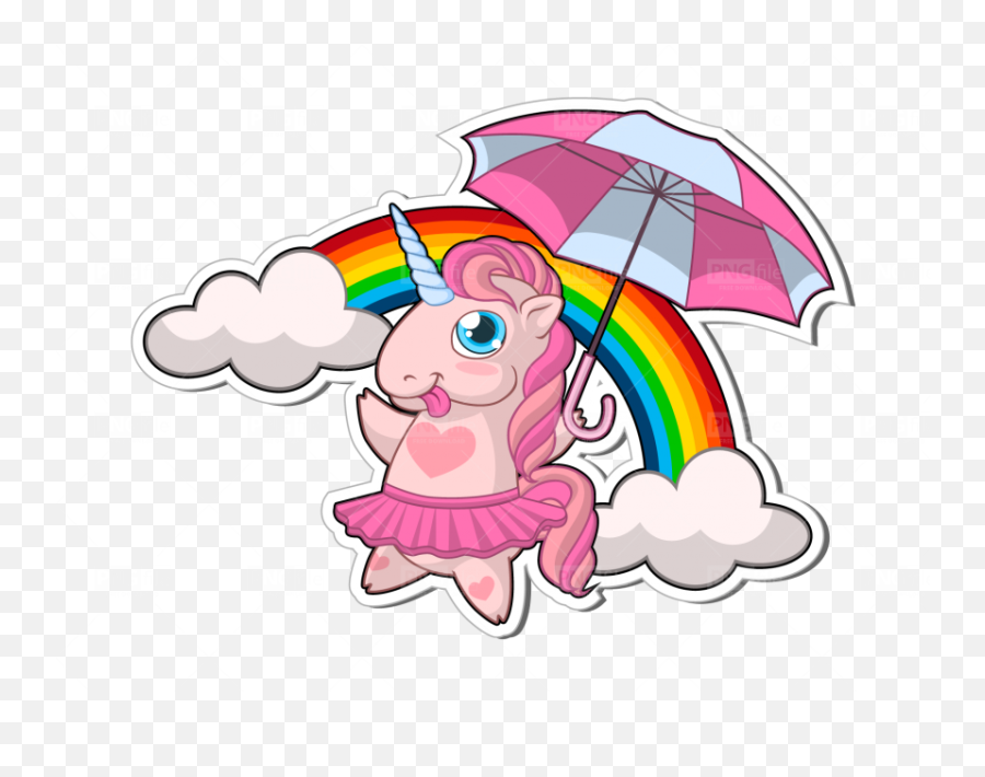 Pink Unicorn With Rainbow Sticker Png - Fictional Character,Rainbow Unicorn Png